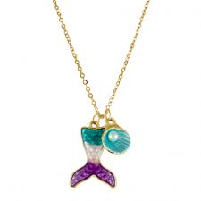 Fashion Gold Mermaid Tail Pendant W Necklace